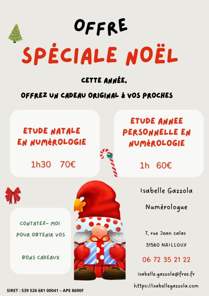 Numerologie offre noel 2025
